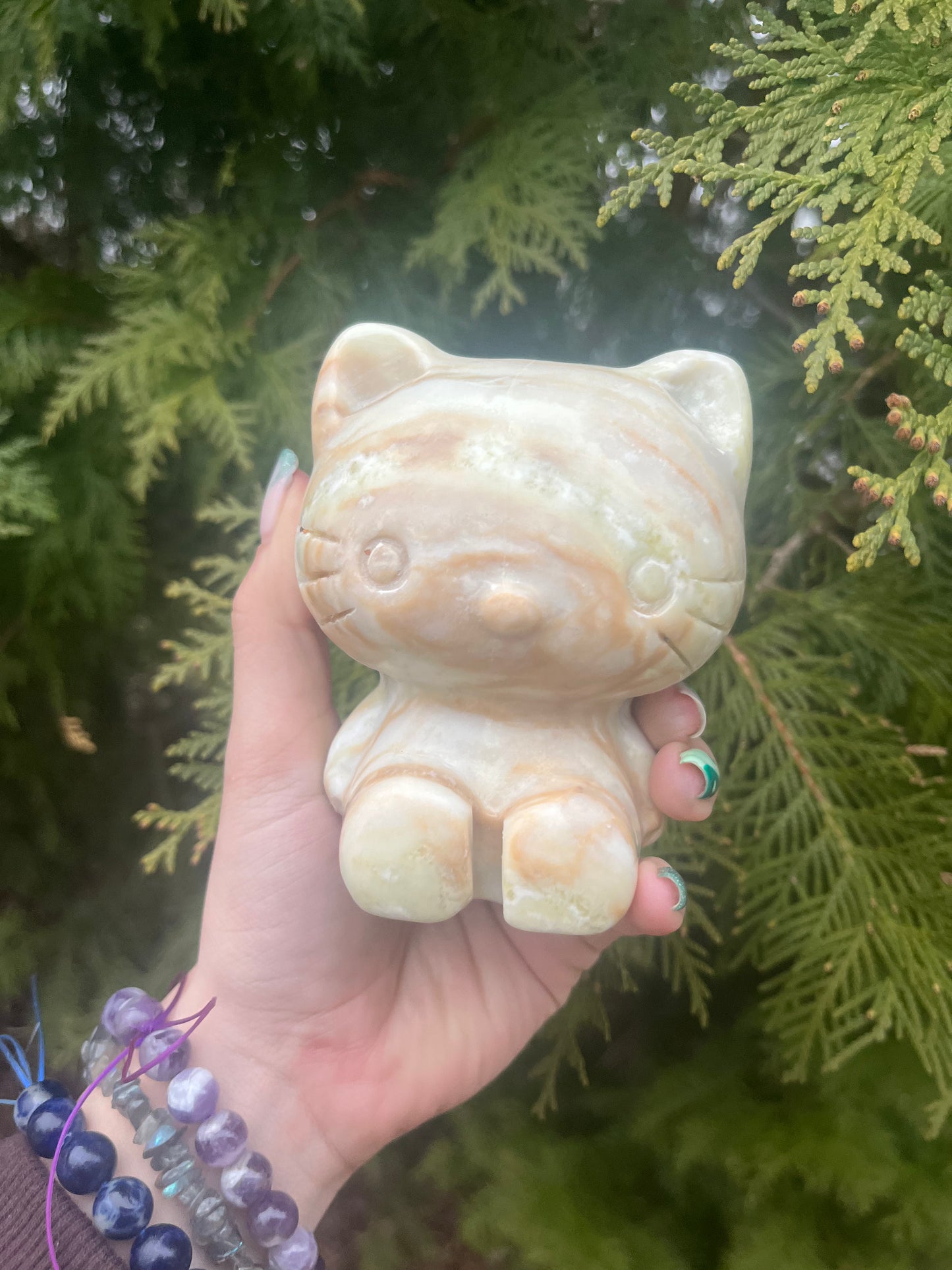 Serpentine Kitty Carving